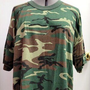Vtg Rothco Shirt Men 2XL Green Camouflage Woodland Made in USA Military XXL